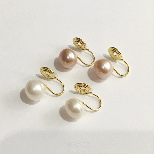 Pearls Clip On Earrings, Pearl Stud Earrings, Minimalist Style Freshwater Pearls&nbsp;Earrings, Small Pearl Stud Earrings,&nbsp;None&nbsp;Pierced Earrings

*Classic flat spiral clips