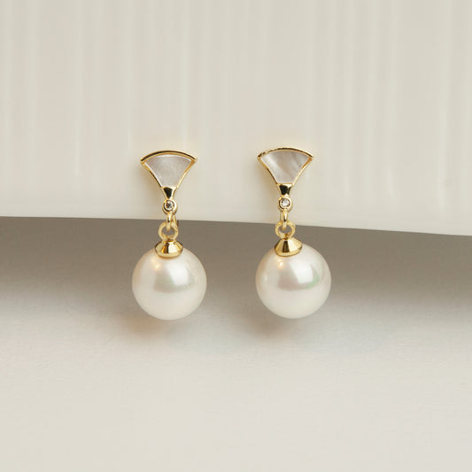 Pearls Dangle Clip On Earrings With Fan Shaped Clips, Clip On Pearl Ball Earrings, Gold Plated&nbsp; Clip On Earrings, Clip On Dangle Earrings