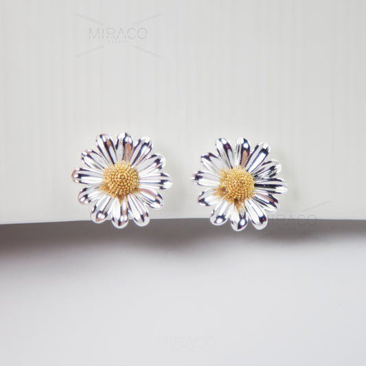 Silver Colour Floral Studs, Plant Jewelry, Nature Inspired Floral Plant Earrings, Non Pierced Earrings