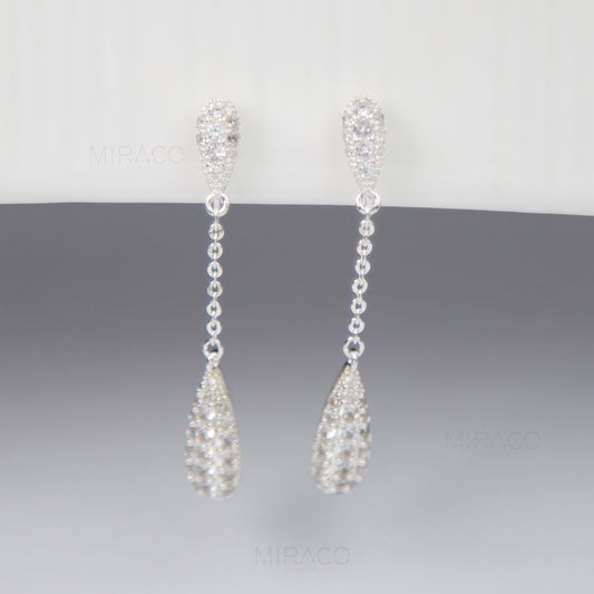Silver Colour Minimal Dangle Drop Non-Pierced Long Chain Earrings, U Clip Coil Back Earrings