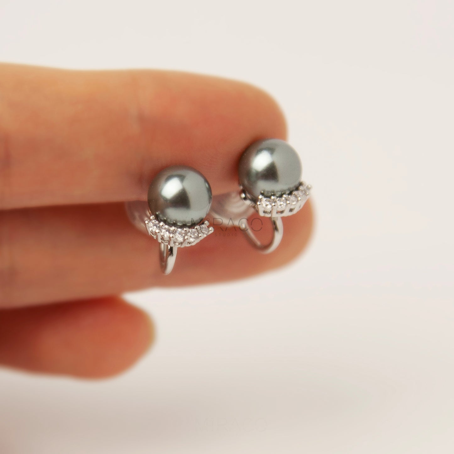 Silver Crystal Clip On Stud, Non Pierced Earring Small Ear Clip Studs, Bridal Stud