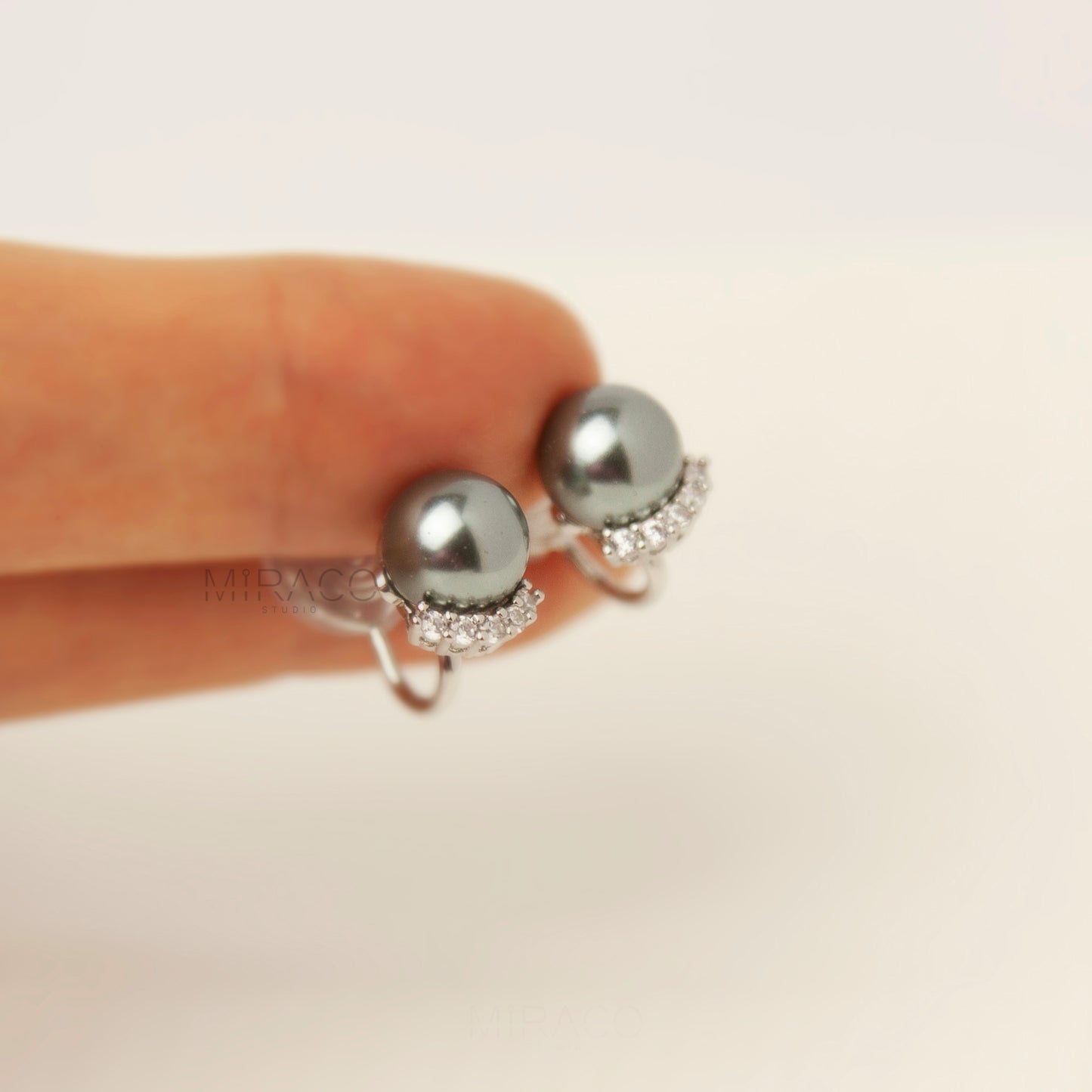 Silver Crystal Clip On Stud, Non Pierced Earring Small Ear Clip Studs, Bridal Stud