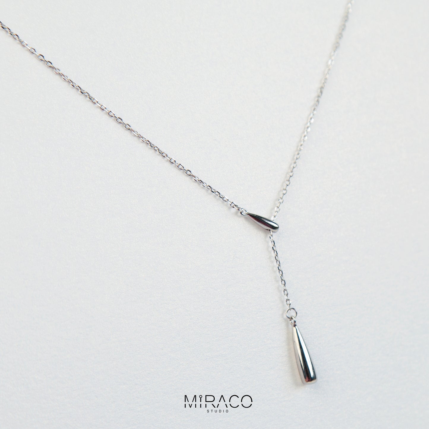 Simple Silver Bar Drop Lariat Gold or Silver Y Necklace, Delicate Minimalist Waterdrop Pendant Necklace