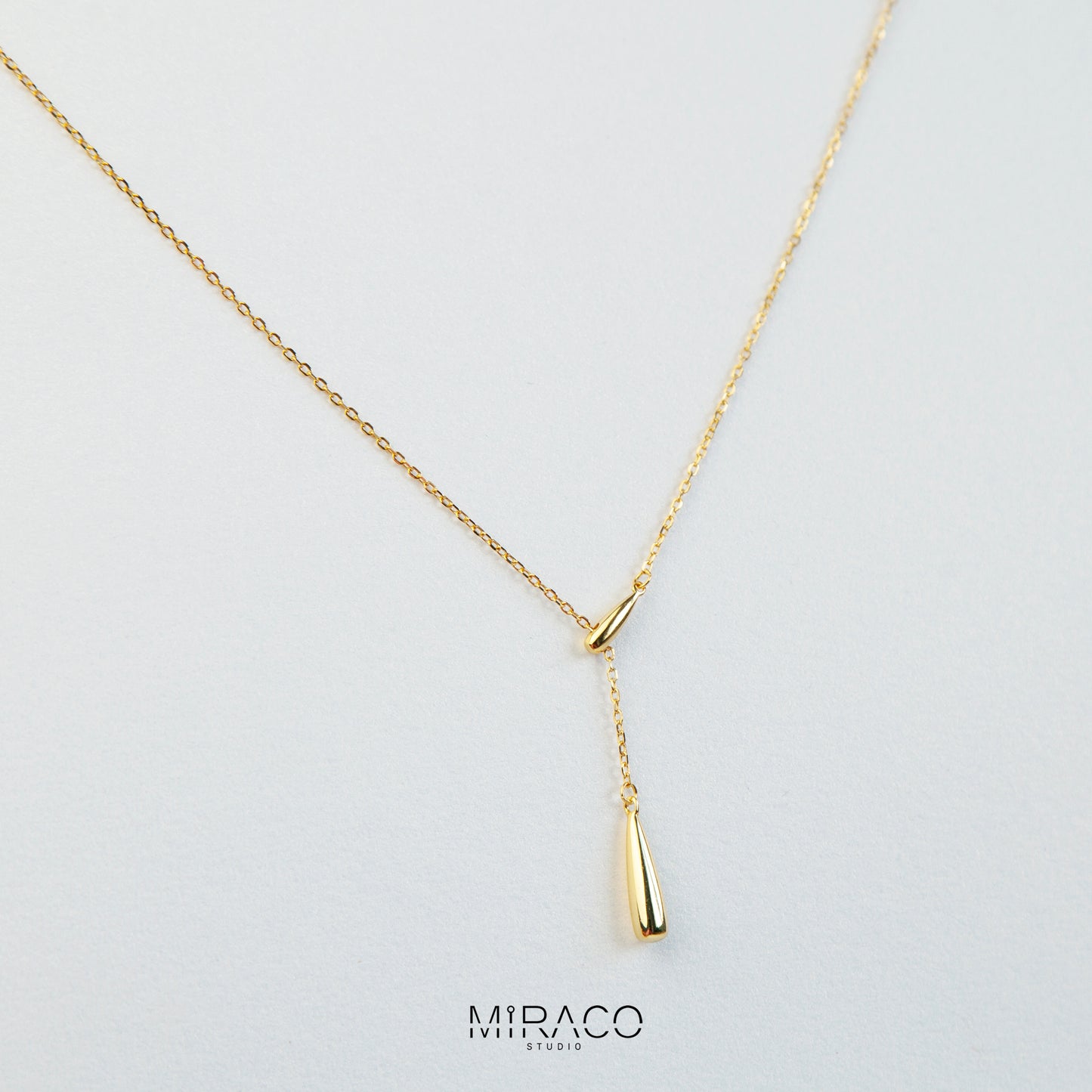 Simple Silver Bar Drop Lariat Gold or Silver Y Necklace, Delicate Minimalist Waterdrop Pendant Necklace
