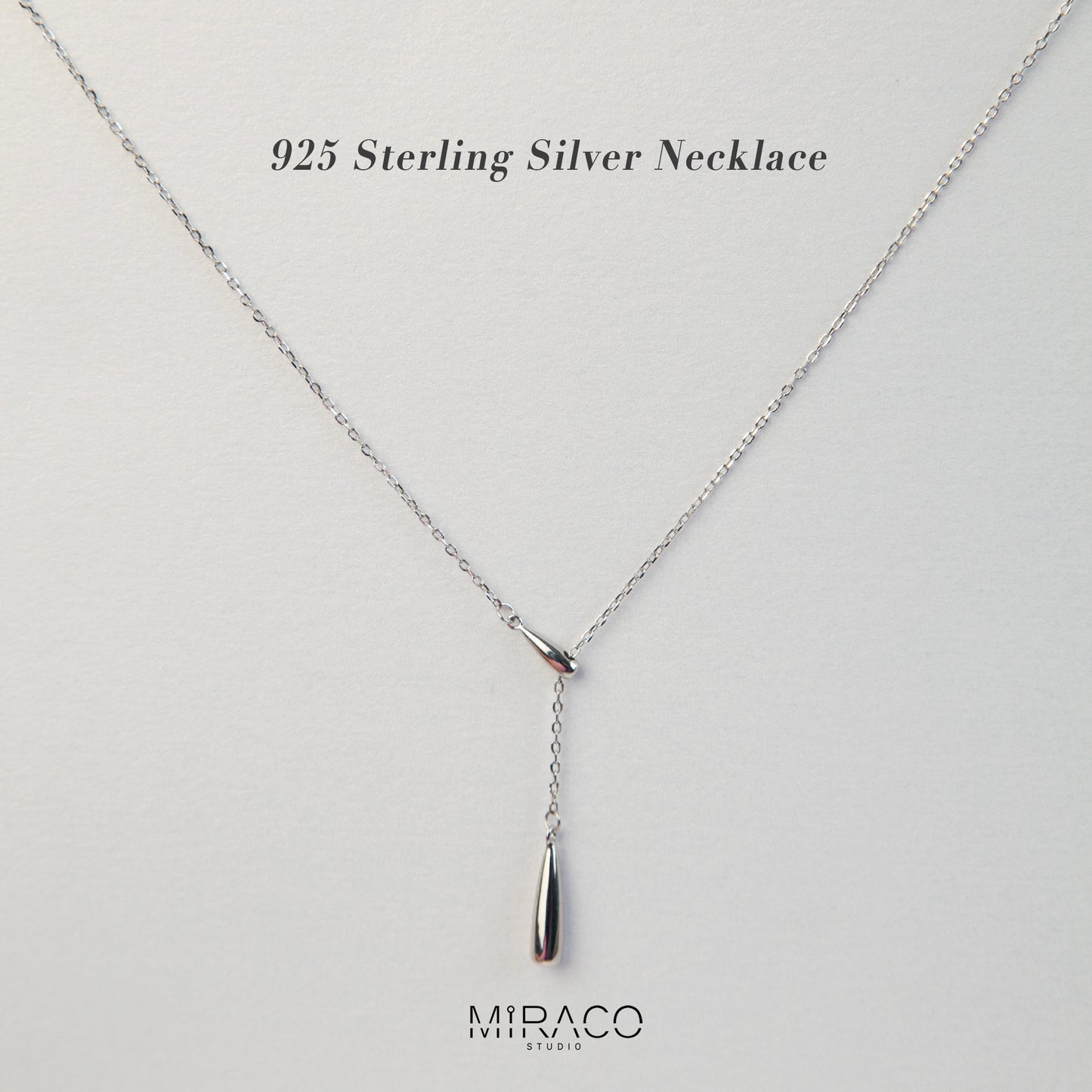 Simple Silver Bar Drop Lariat Gold or Silver Y Necklace, Delicate Minimalist Waterdrop Pendant Necklace