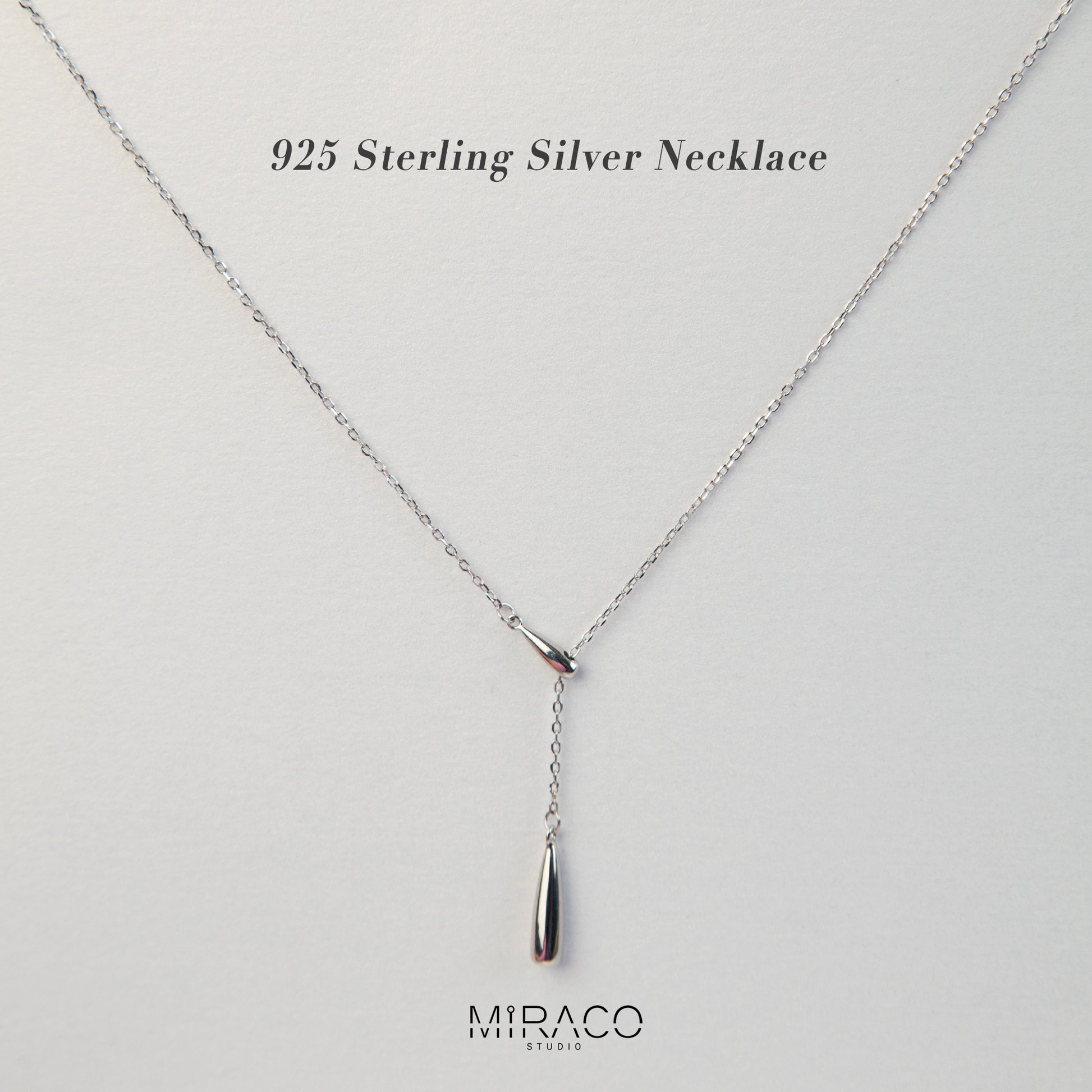 Simple Silver Bar Drop Lariat Gold or Silver Y Necklace, Delicate Minimalist Waterdrop Pendant Necklace