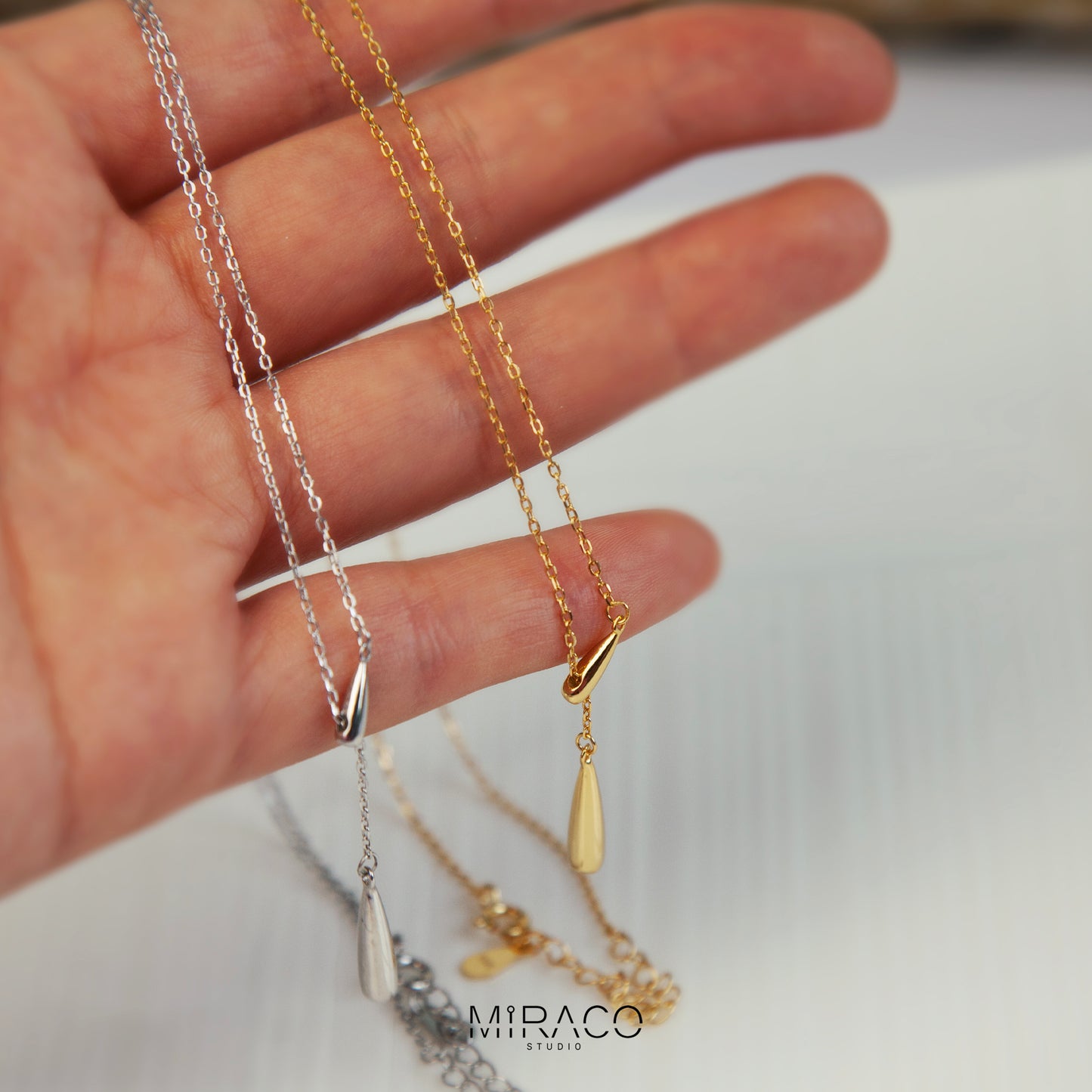Simple Silver Bar Drop Lariat Gold or Silver Y Necklace, Delicate Minimalist Waterdrop Pendant Necklace
