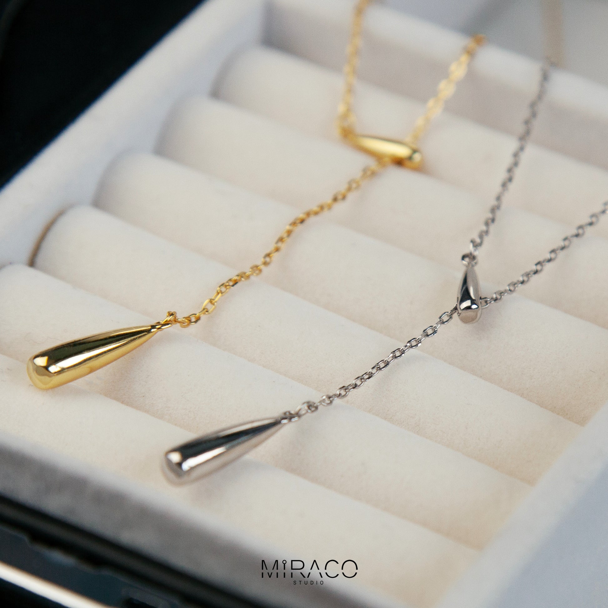Simple Silver Bar Drop Lariat Gold or Silver Y Necklace, Delicate Minimalist Waterdrop Pendant Necklace