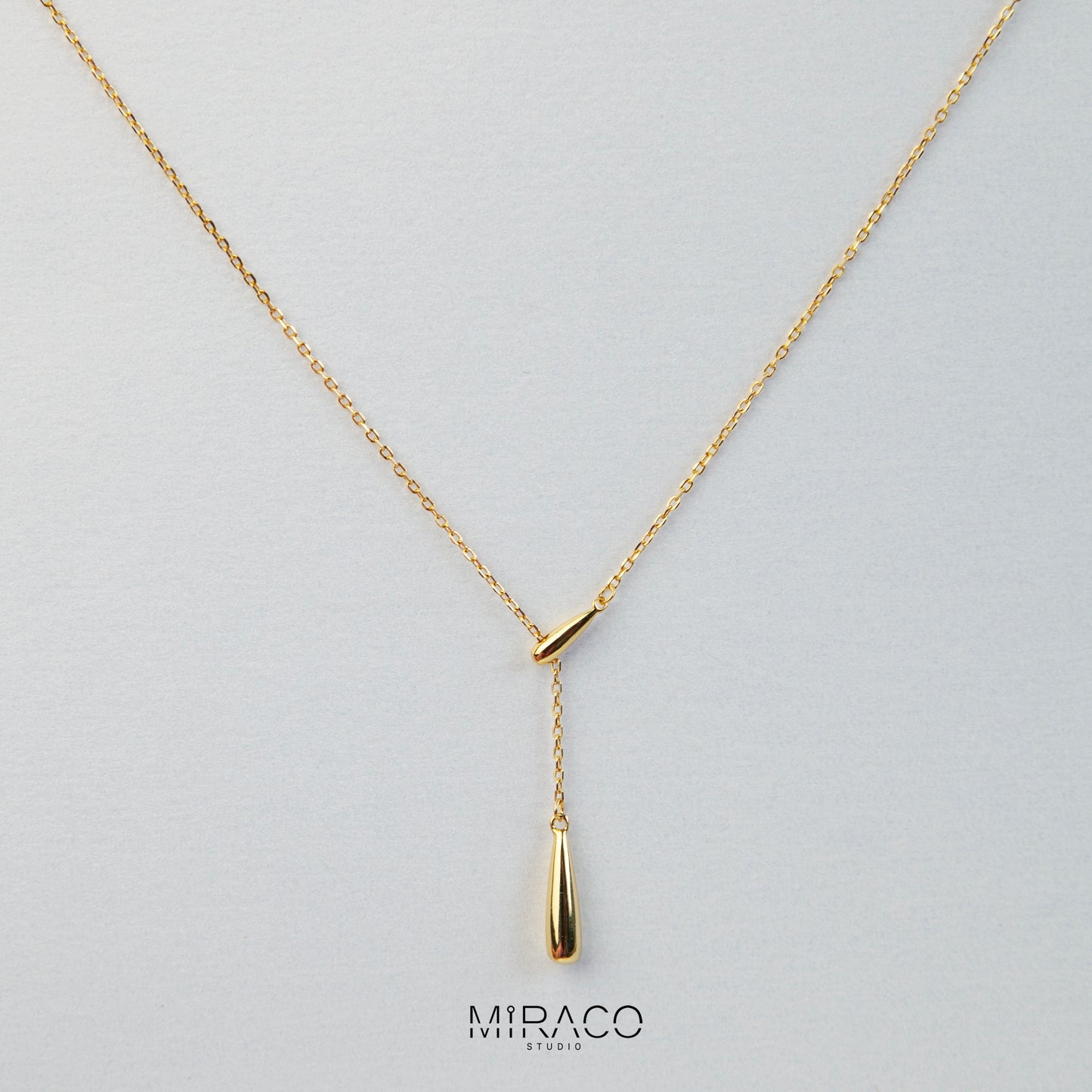 Simple Silver Bar Drop Lariat Gold or Silver Y Necklace, Delicate Minimalist Waterdrop Pendant Necklace