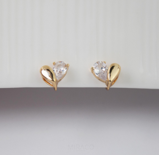 Small Heart Clip On Studs, Gold Heart Diamond Stud Clip On Non Pierced Earrings