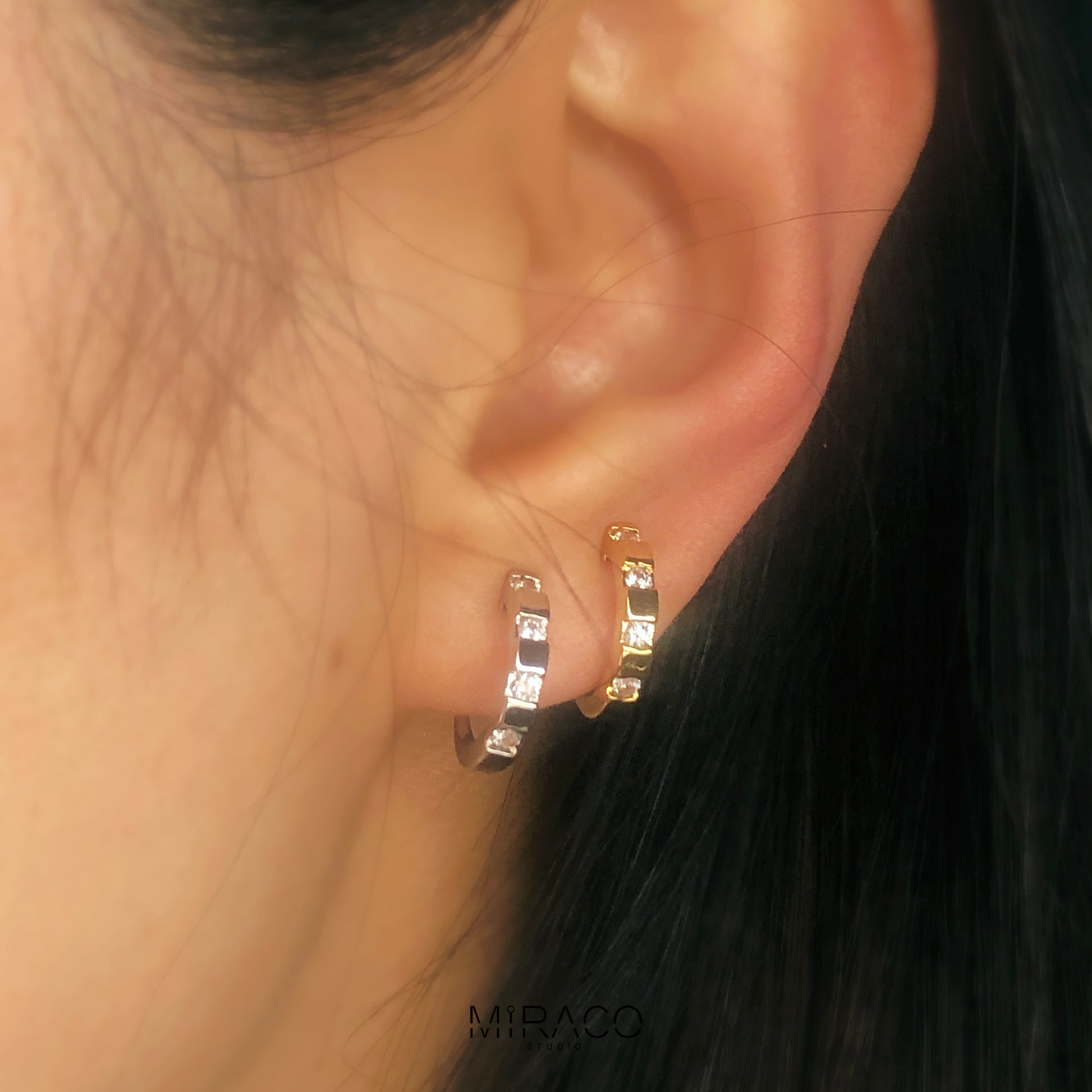 Sparkling CZ Crystal Earrings, Everyday Clip On Earrings, Non Pierced Ear Clips, Small Diamond Hoops
