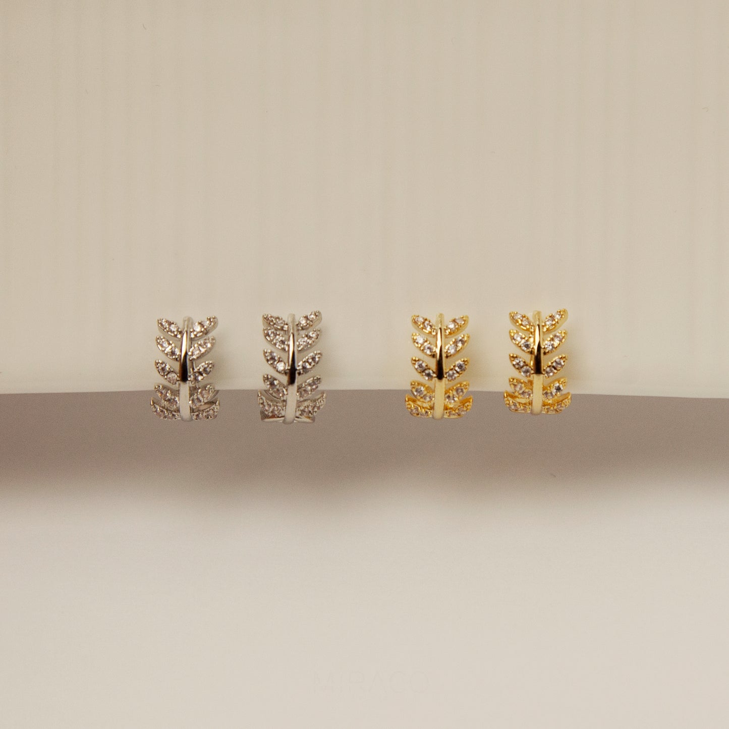 Sprinkle Clip On Huggie Earrings, Clip On Hoops Earring, Gold Plated Leaf Hoop Earrings, No Piercing Earrings, Gold or Silver Branch Huggie Hoops