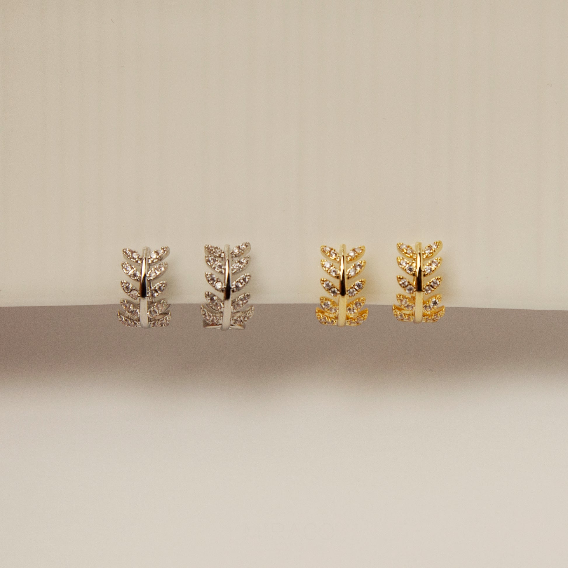 Sprinkle Clip On Huggie Earrings, Clip On Hoops Earring, Gold Plated Leaf Hoop Earrings, No Piercing Earrings, Gold or Silver Branch Huggie Hoops