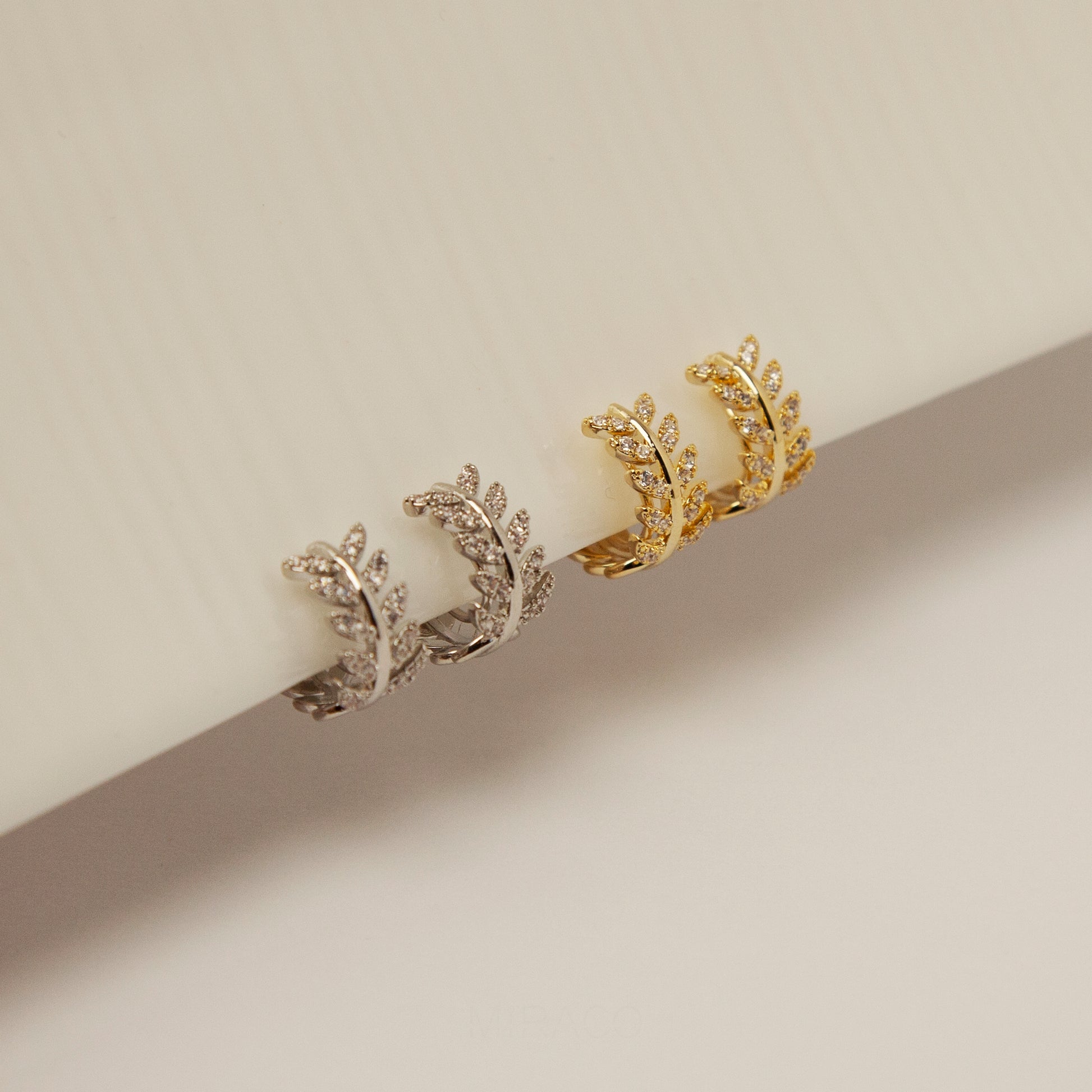 Sprinkle Clip On Huggie Earrings, Clip On Hoops Earring, Gold Plated Leaf Hoop Earrings, No Piercing Earrings, Gold or Silver Branch Huggie Hoops