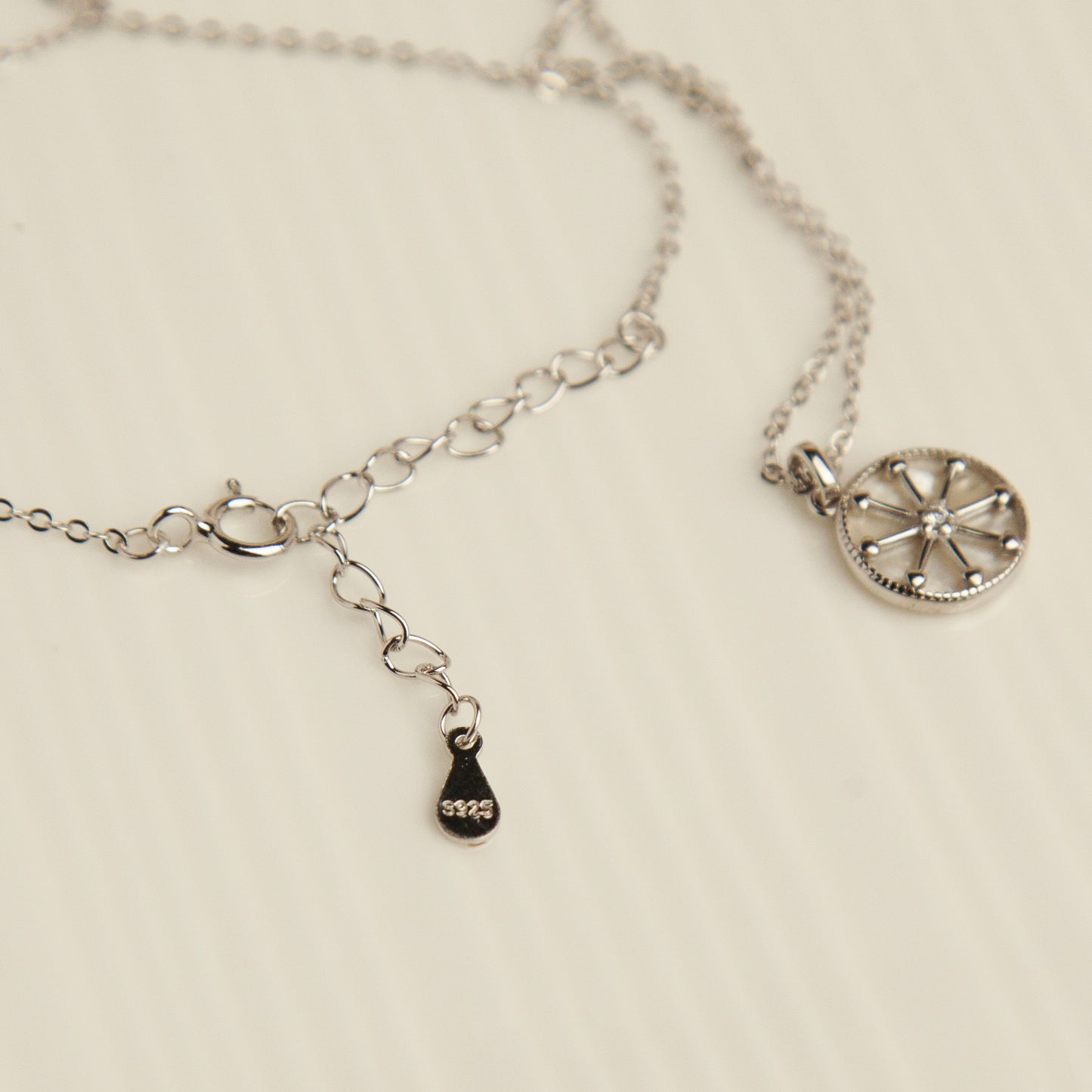 Sterling Silver North Star Compass Necklace, Silver North Star Pendant Necklace, Rose Gold Mother Of Pearl Round Pendant Necklace