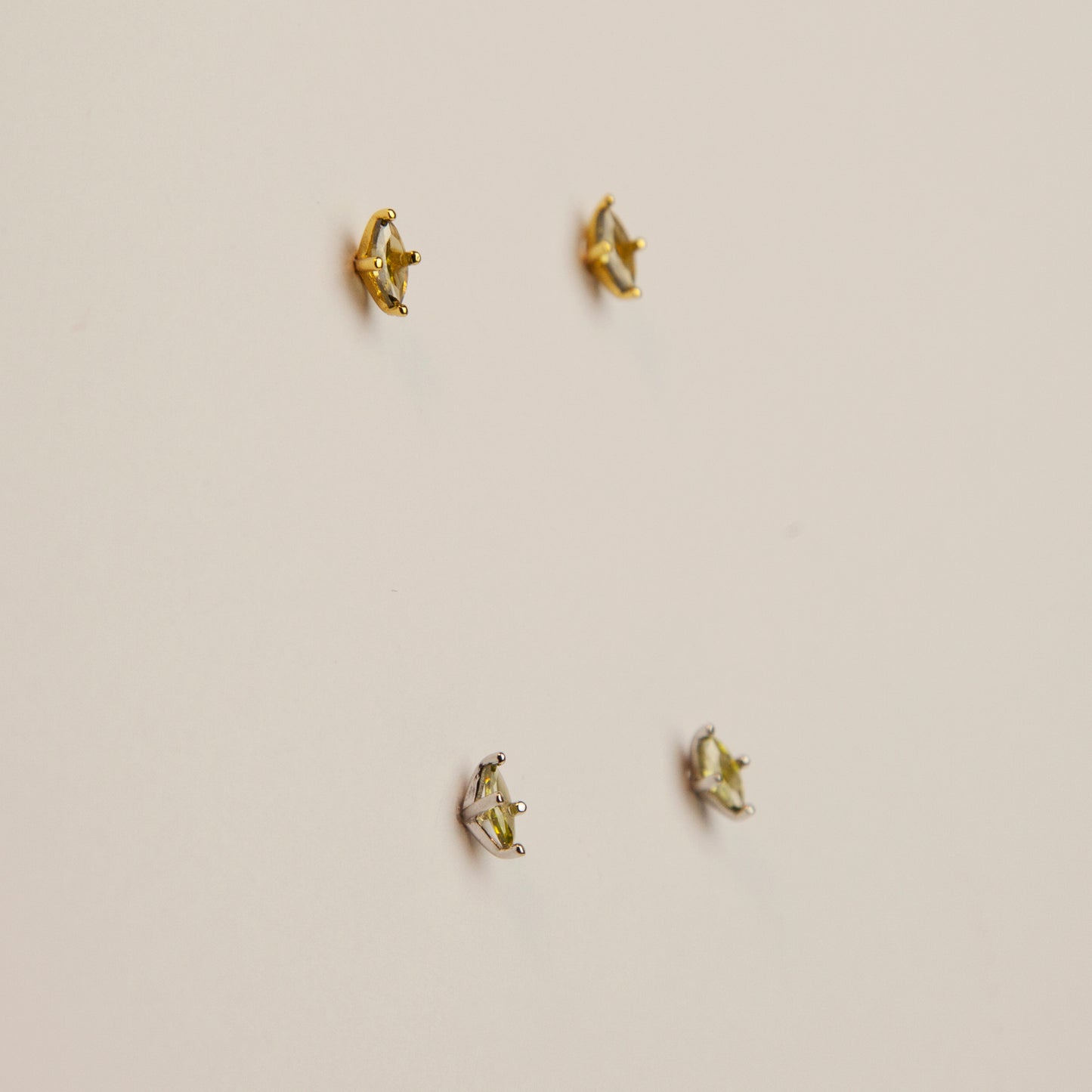 Sterling Silver Olive Green Stud Earrings, Rhombus Dainty Tiny Skinny Cartilage Earring, Stacking Helix Stud Crystal Gemstone Studs Piercing