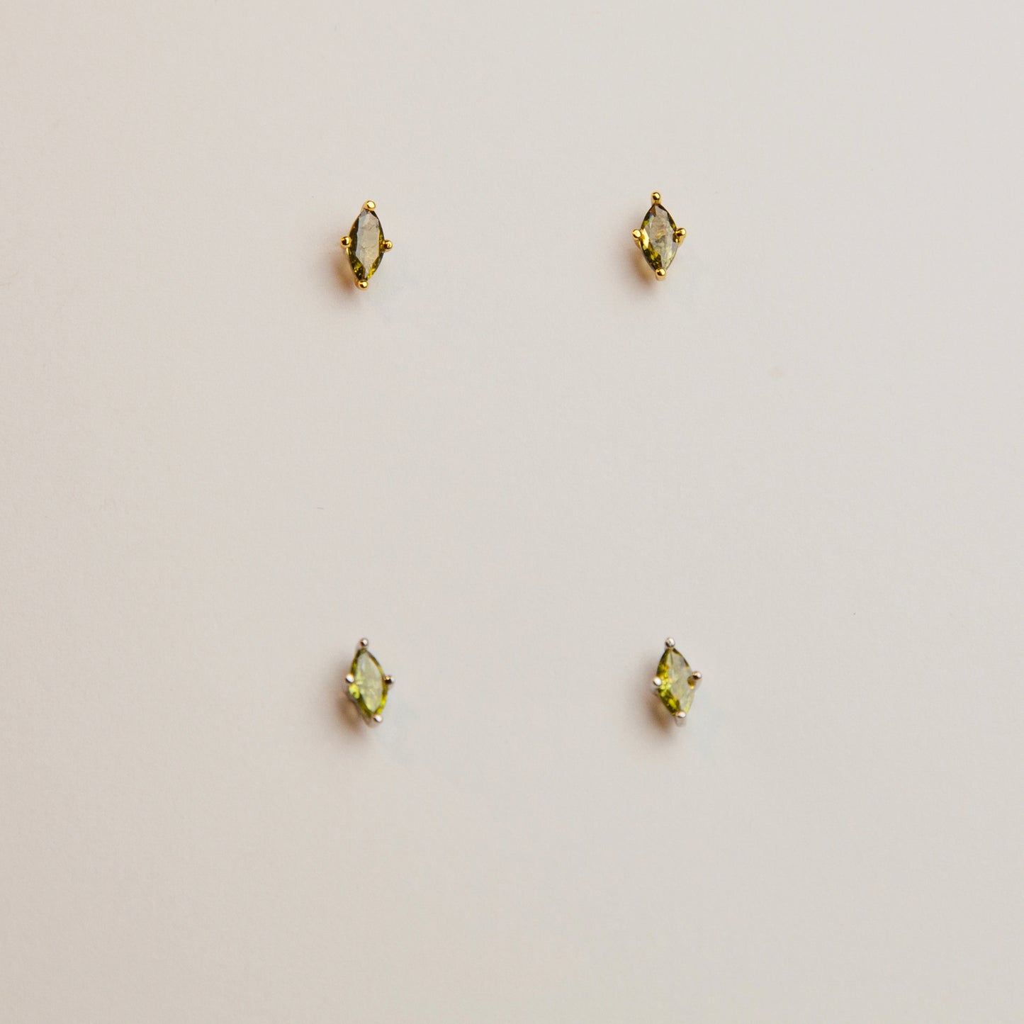 Sterling Silver Olive Green Stud Earrings, Rhombus Dainty Tiny Skinny Cartilage Earring, Stacking Helix Stud Crystal Gemstone Studs Piercing