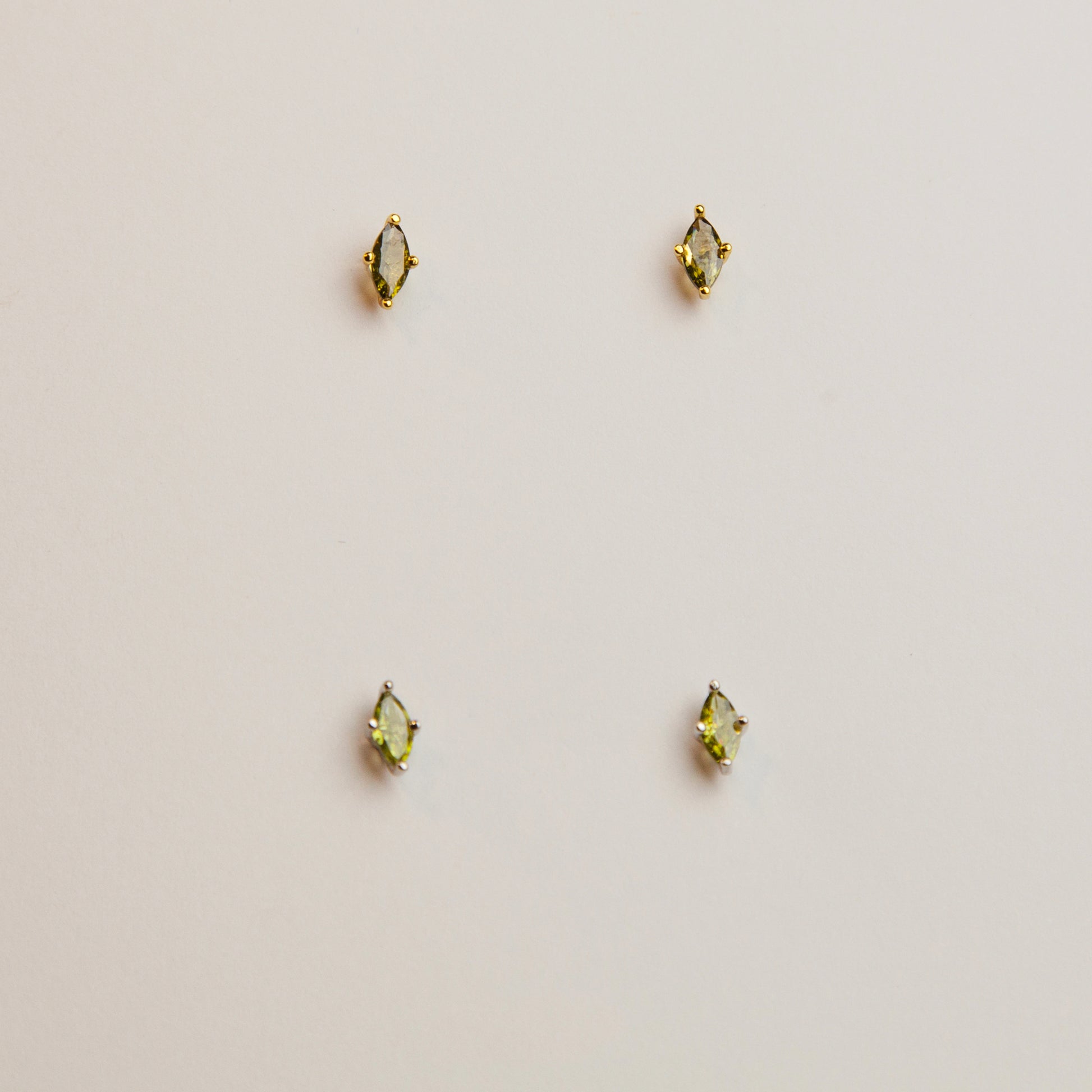 Sterling Silver Olive Green Stud Earrings, Rhombus Dainty Tiny Skinny Cartilage Earring, Stacking Helix Stud Crystal Gemstone Studs Piercing