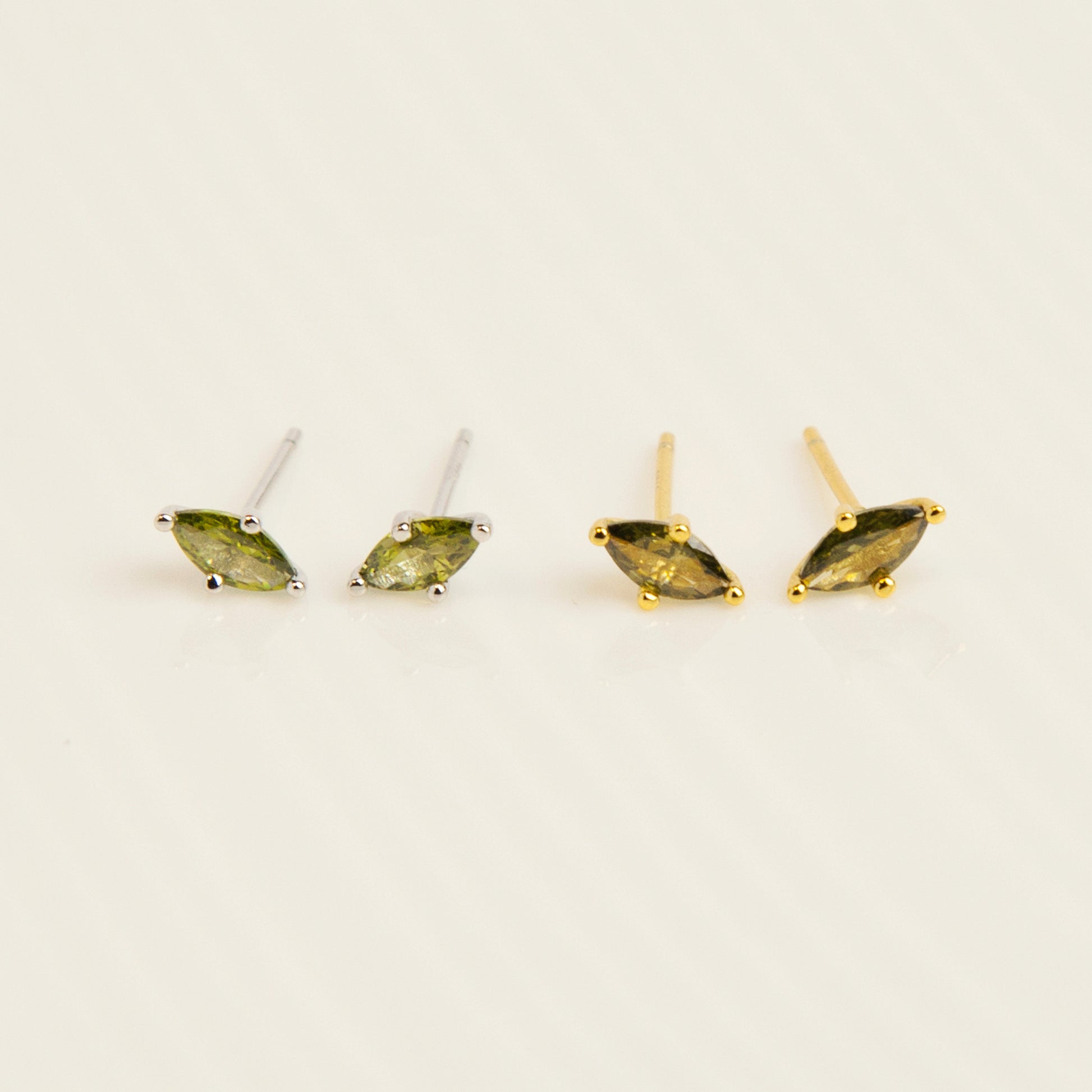 Sterling Silver Olive Green Stud Earrings, Rhombus Dainty Tiny Skinny Cartilage Earring, Stacking Helix Stud Crystal Gemstone Studs Piercing