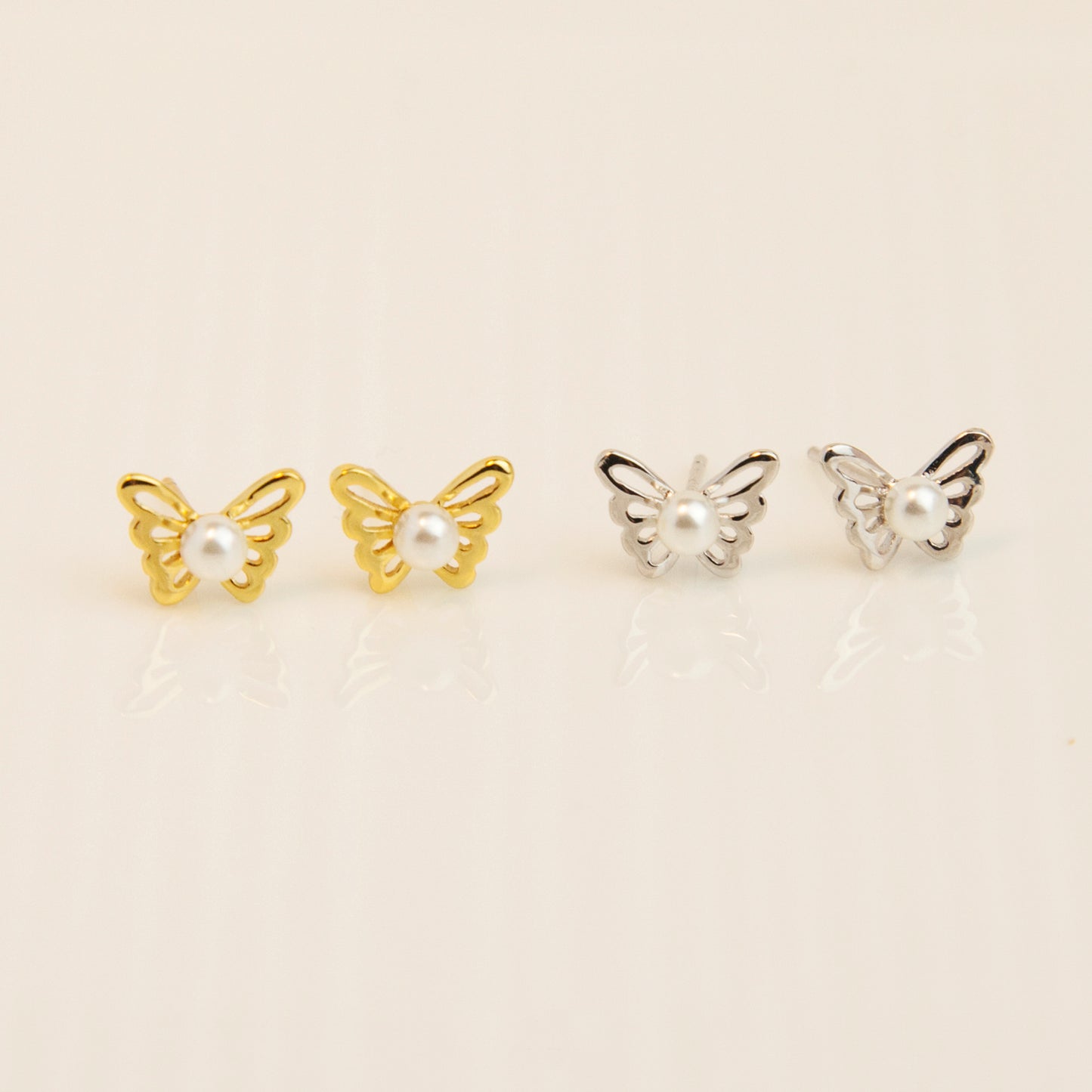 Sterling Silver Pearl Hollow Out Butterfly Studs, Dainty Butterfly Labret Stud Cartilage Earring Tragus Conch Stud Cartilage Stud Earrings