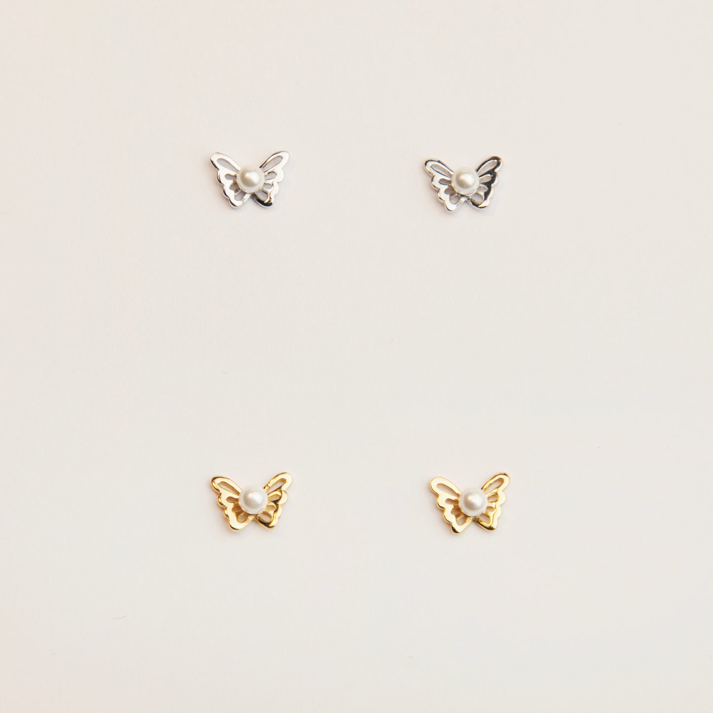 Sterling Silver Pearl Hollow Out Butterfly Studs, Dainty Butterfly Labret Stud Cartilage Earring Tragus Conch Stud Cartilage Stud Earrings