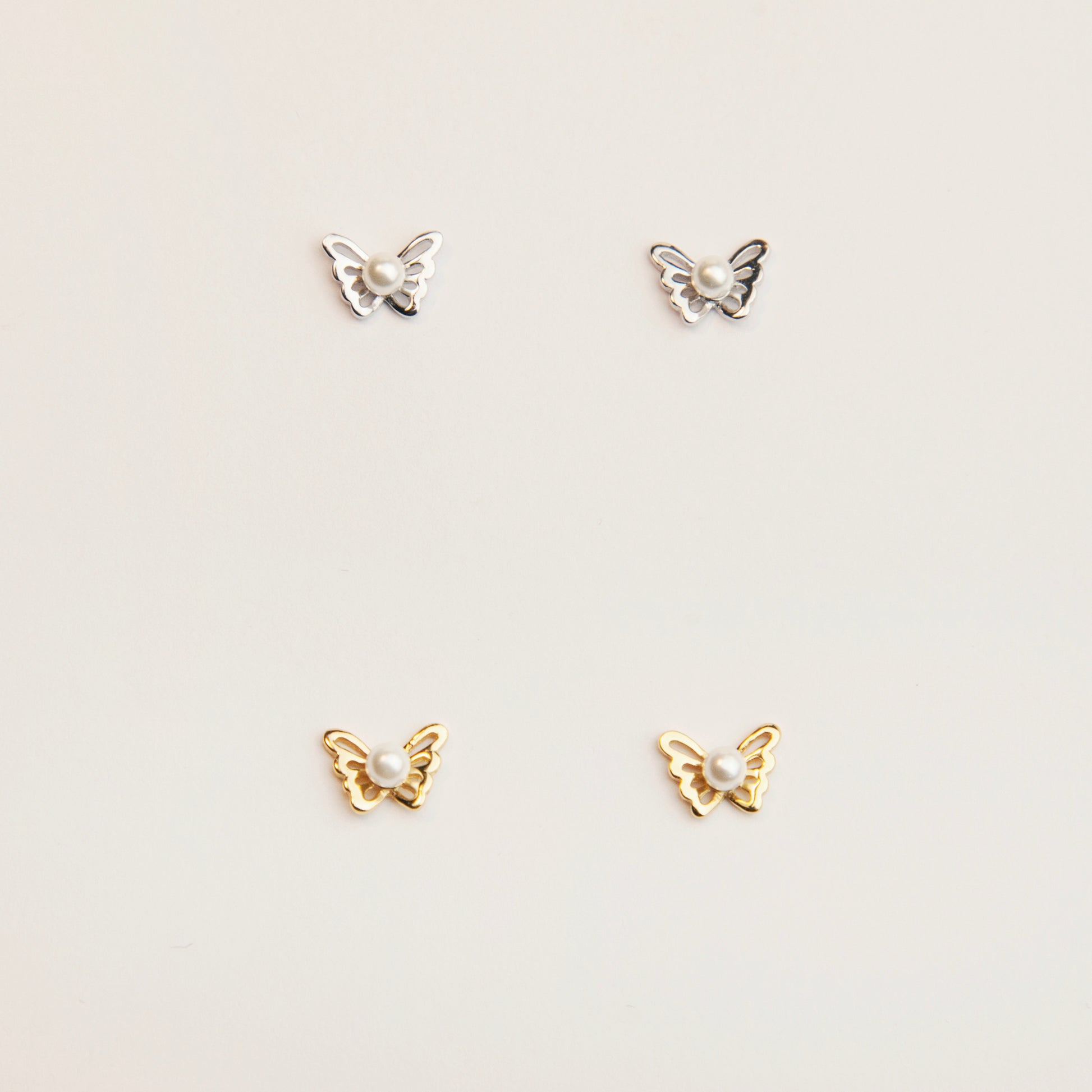 Sterling Silver Pearl Hollow Out Butterfly Studs, Dainty Butterfly Labret Stud Cartilage Earring Tragus Conch Stud Cartilage Stud Earrings