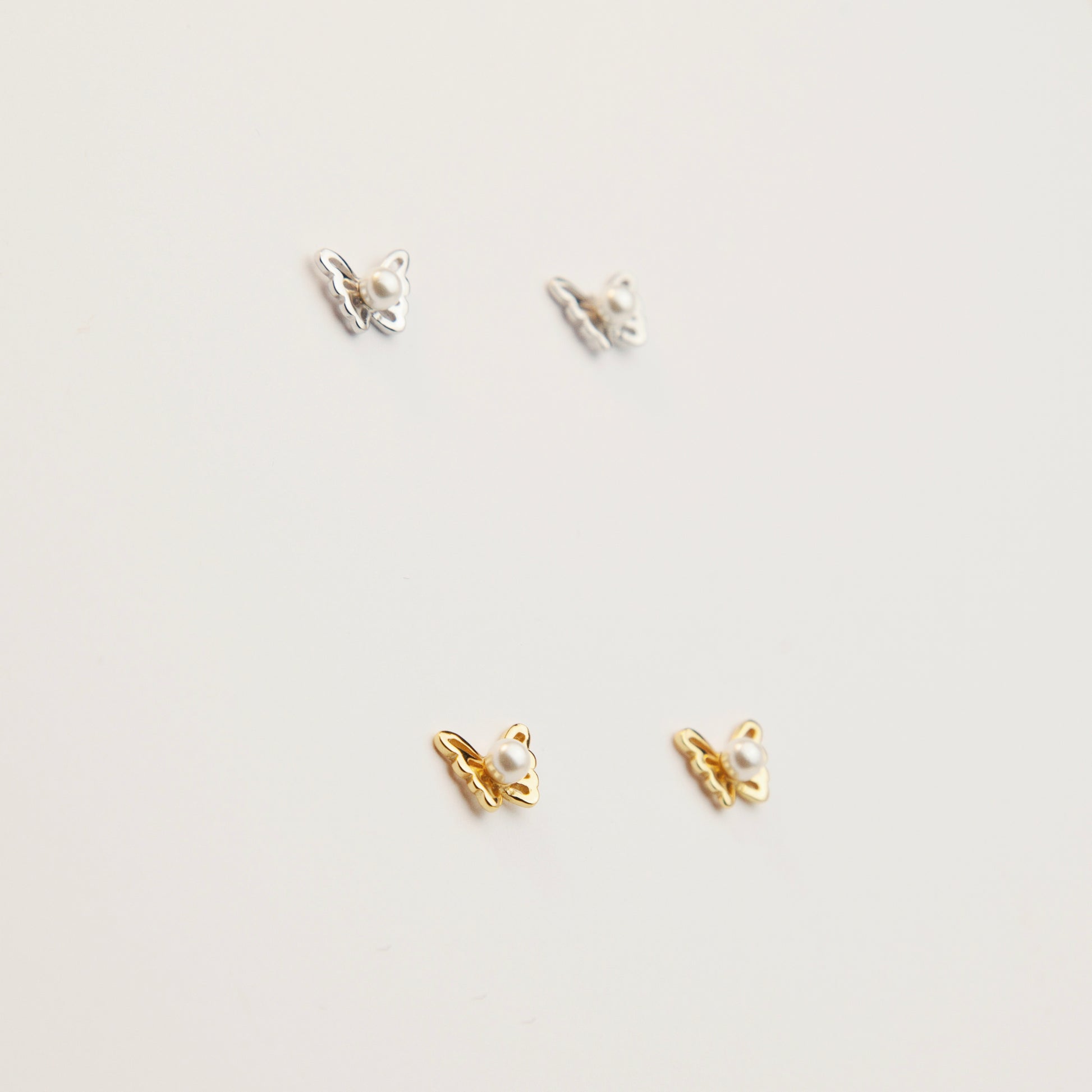 Sterling Silver Pearl Hollow Out Butterfly Studs, Dainty Butterfly Labret Stud Cartilage Earring Tragus Conch Stud Cartilage Stud Earrings