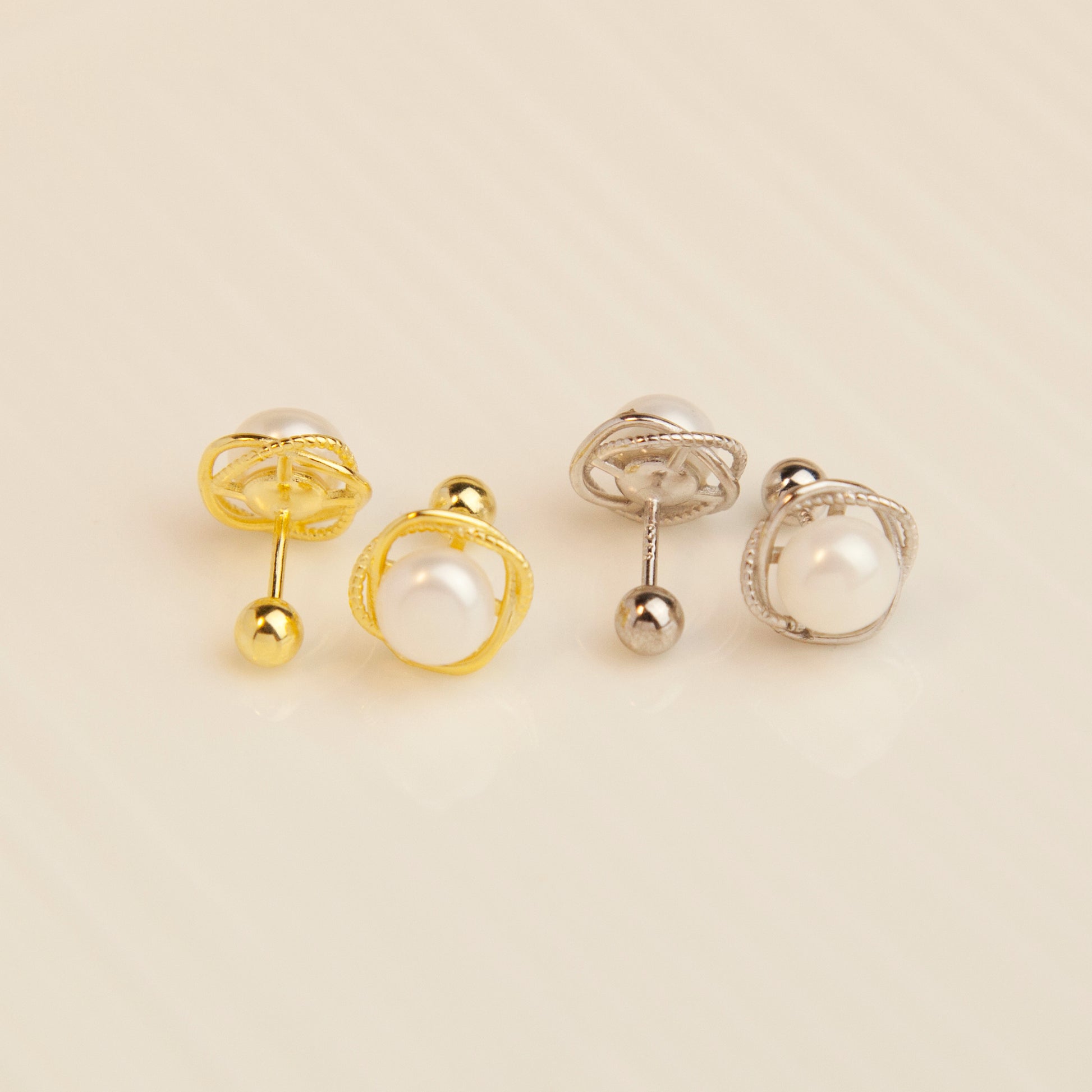 Sterling Silver Pearl Stud Earrings, Delicate Small White Pearl Studs, Timeless Classic Sterling Silver Pearl Flower Earring Screw Back