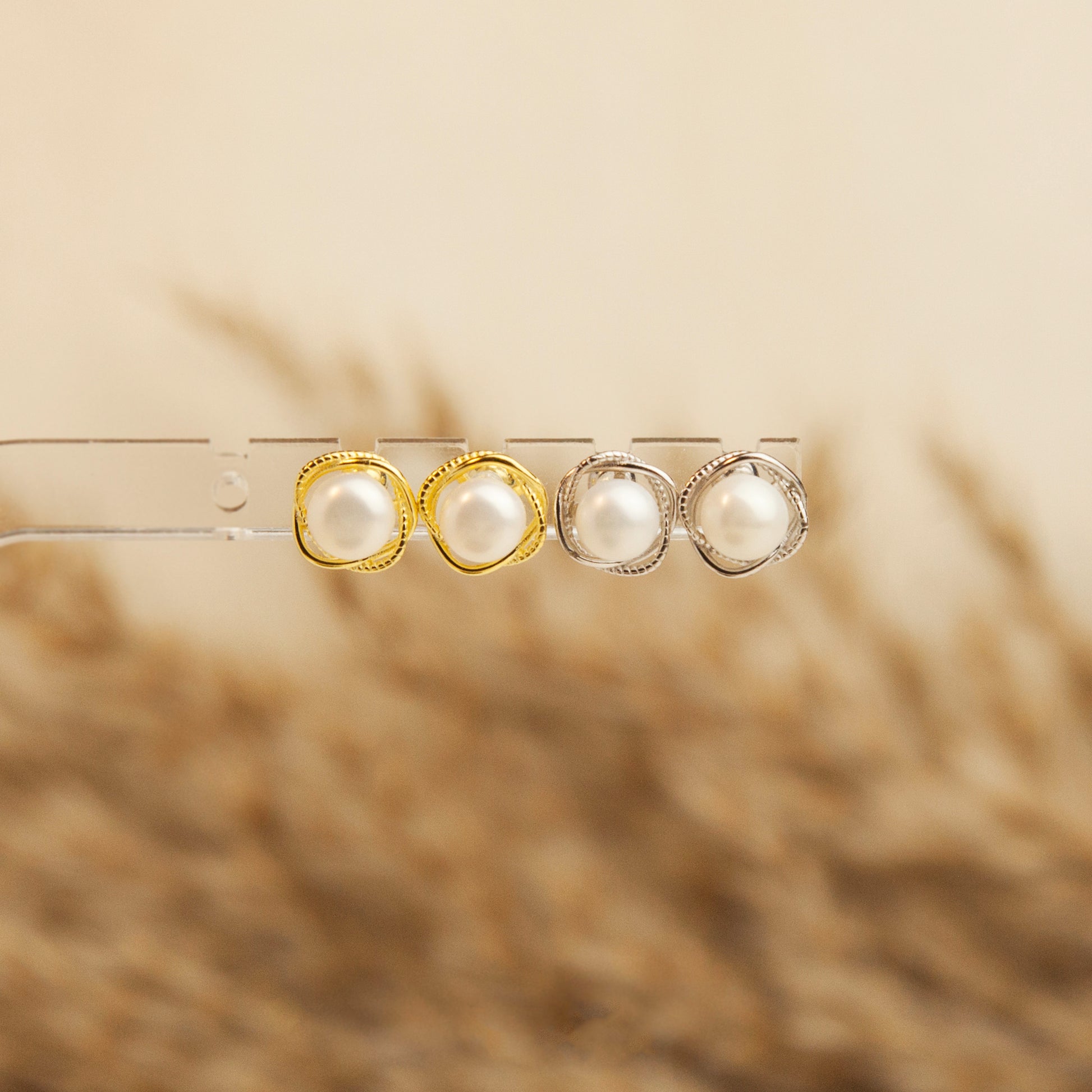 Sterling Silver Pearl Stud Earrings, Delicate Small White Pearl Studs, Timeless Classic Sterling Silver Pearl Flower Earring Screw Back