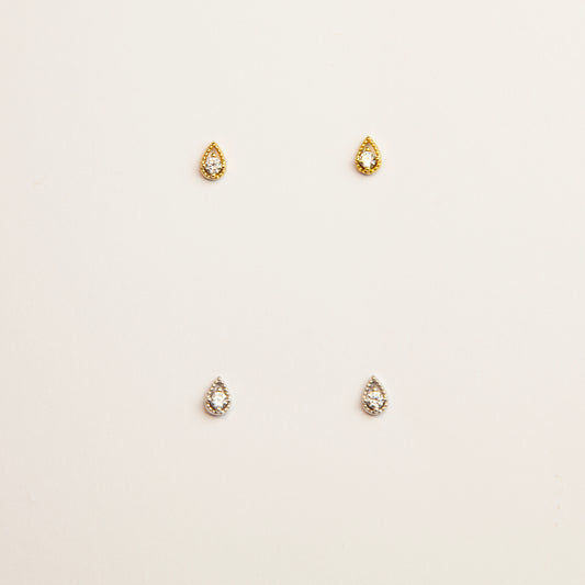 Teardrop Cartilage Stud Earrings, Retro Teardrop CZ Studs, Pear Diamond Tragus Earrings, Dainty Diamond Helix Studs, Piercing Jewellery
