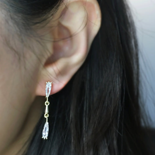 Trendy Clip-On Dangle Earrings, Elegant Clear Crystal Dangle and Drop Earrings, Comfortable Coil Back