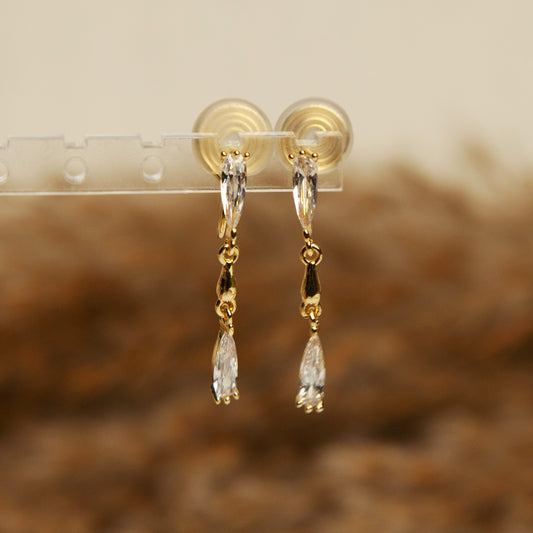 Trendy Clip-On Dangle Earrings, Elegant Clear Crystal Dangle and Drop Earrings, Comfortable Coil Back