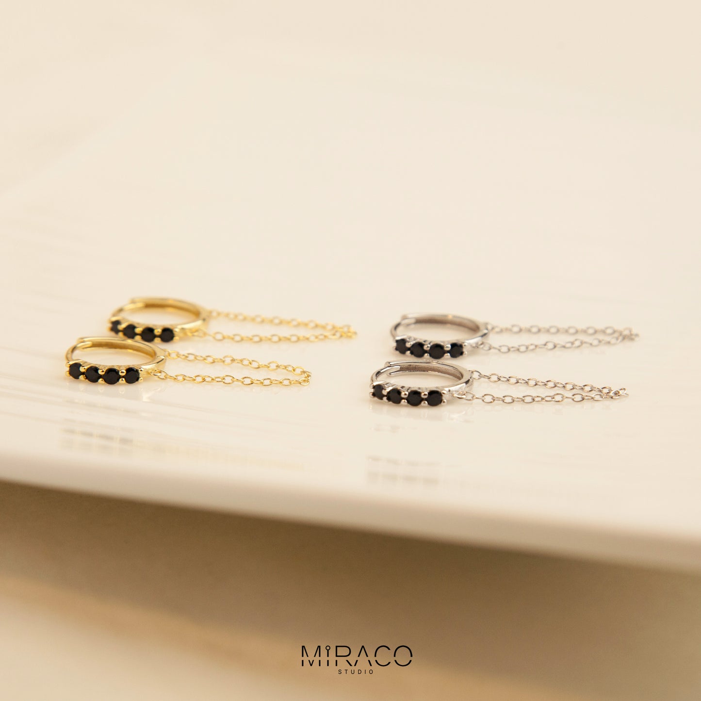 Trendy Gemstone Huggie Hoops with Chian, Sterling Silver Earrings, Sparkly CZ Crystal Hoops Chain Tassel Earring, Gold Chain Hoops, Chain Huggie Hoop Earrings, Dangle Chain Hoops, Dangle Hoop