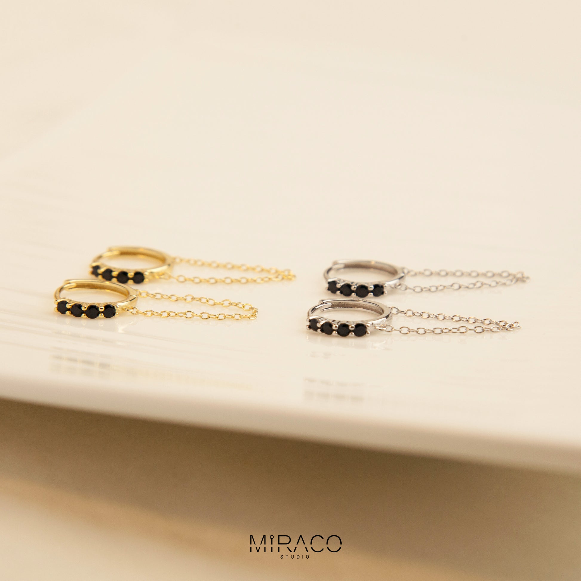 Trendy Gemstone Huggie Hoops with Chian, Sterling Silver Earrings, Sparkly CZ Crystal Hoops Chain Tassel Earring, Gold Chain Hoops, Chain Huggie Hoop Earrings, Dangle Chain Hoops, Dangle Hoop
