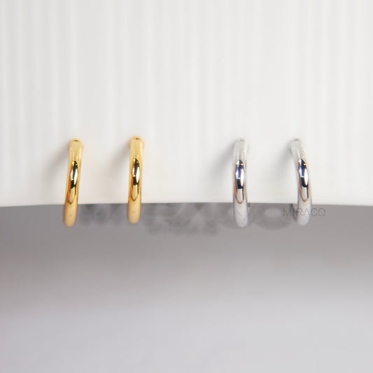 10mm Clip-On Hoop Earrings – Gold or Silver Finish