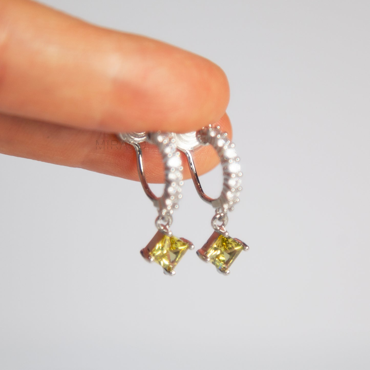 Olive Green Crystal Clip-On Earrings – Gold or Silver