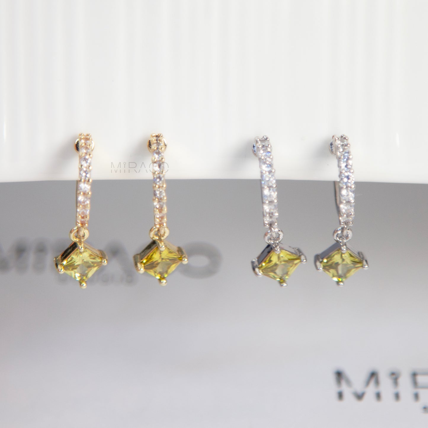 Olive Green Crystal Clip-On Earrings – Gold or Silver
