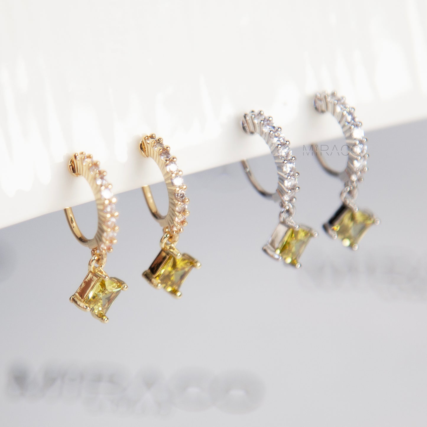 Olive Green Crystal Clip-On Earrings – Gold or Silver
