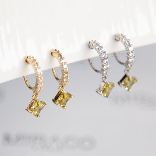 Olive Green Crystal Clip-On Earrings – Gold or Silver