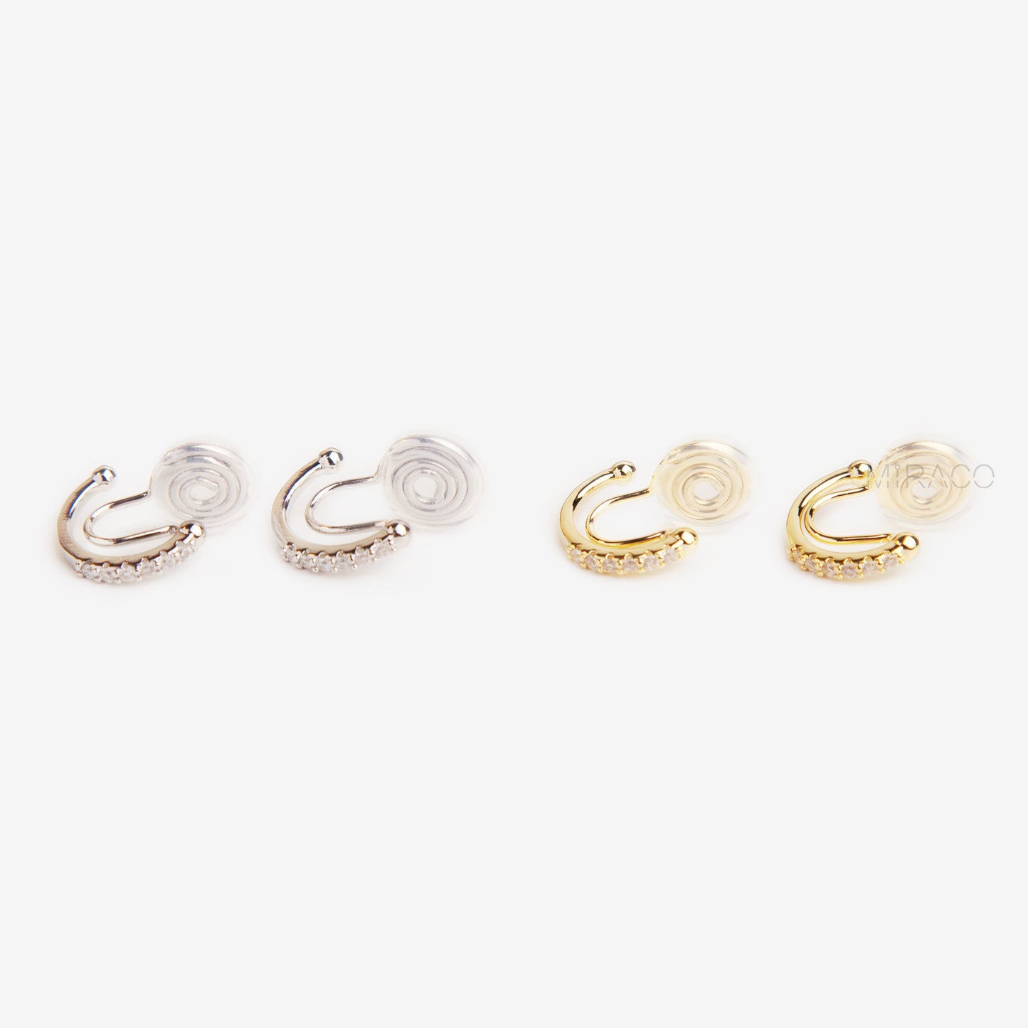 CZ Huggie Hoop Clip On Earrings, Sparkling CZ Crystal Earrings, Everyday Coil Back Clip On Earrings, Non Pierced Earrings Gold or Silver