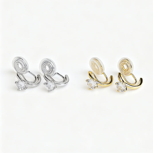 Diamond Clip On Minimalist Small Crystal Hoop Earrings