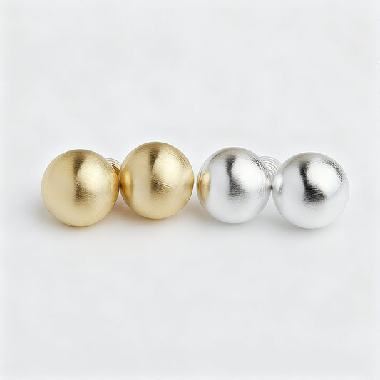 Brushed Metal Modern Minimalist Large Ball Stud Earrings