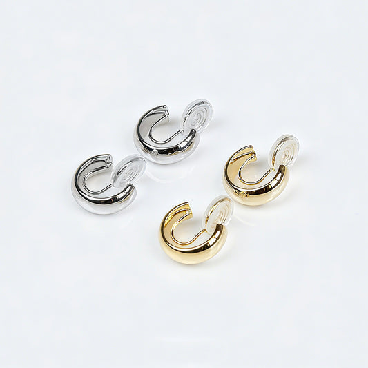 Minimalist Clip On Hoop Earrings, Huggie Hoop Earrings in Gold & Silver