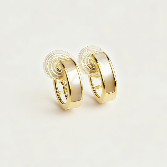 Clip On Hoop Earrings Cream White Clip On Huggie Earrings