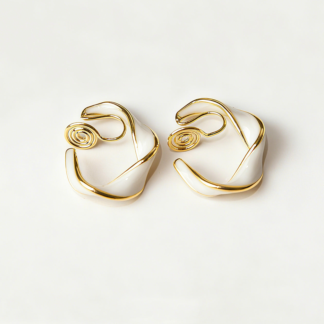 Cream White Clip On Hoop Earrings