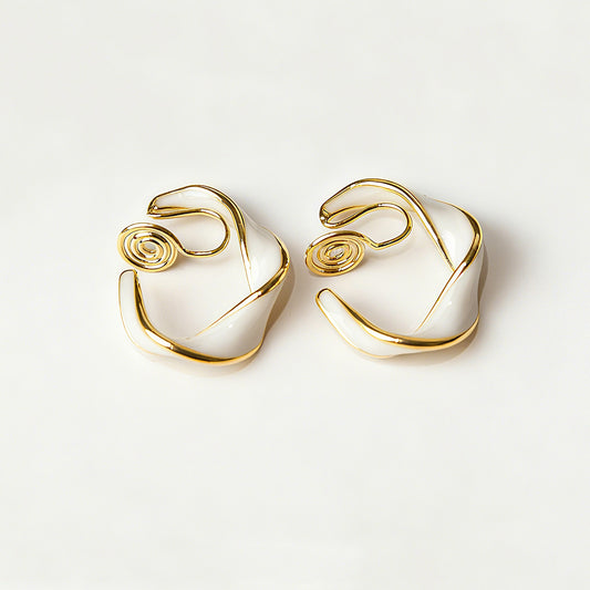 Cream White Clip On Hoop Earrings