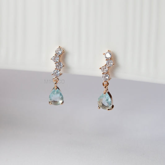 Clip On Diamond Earrings Teal Crystal