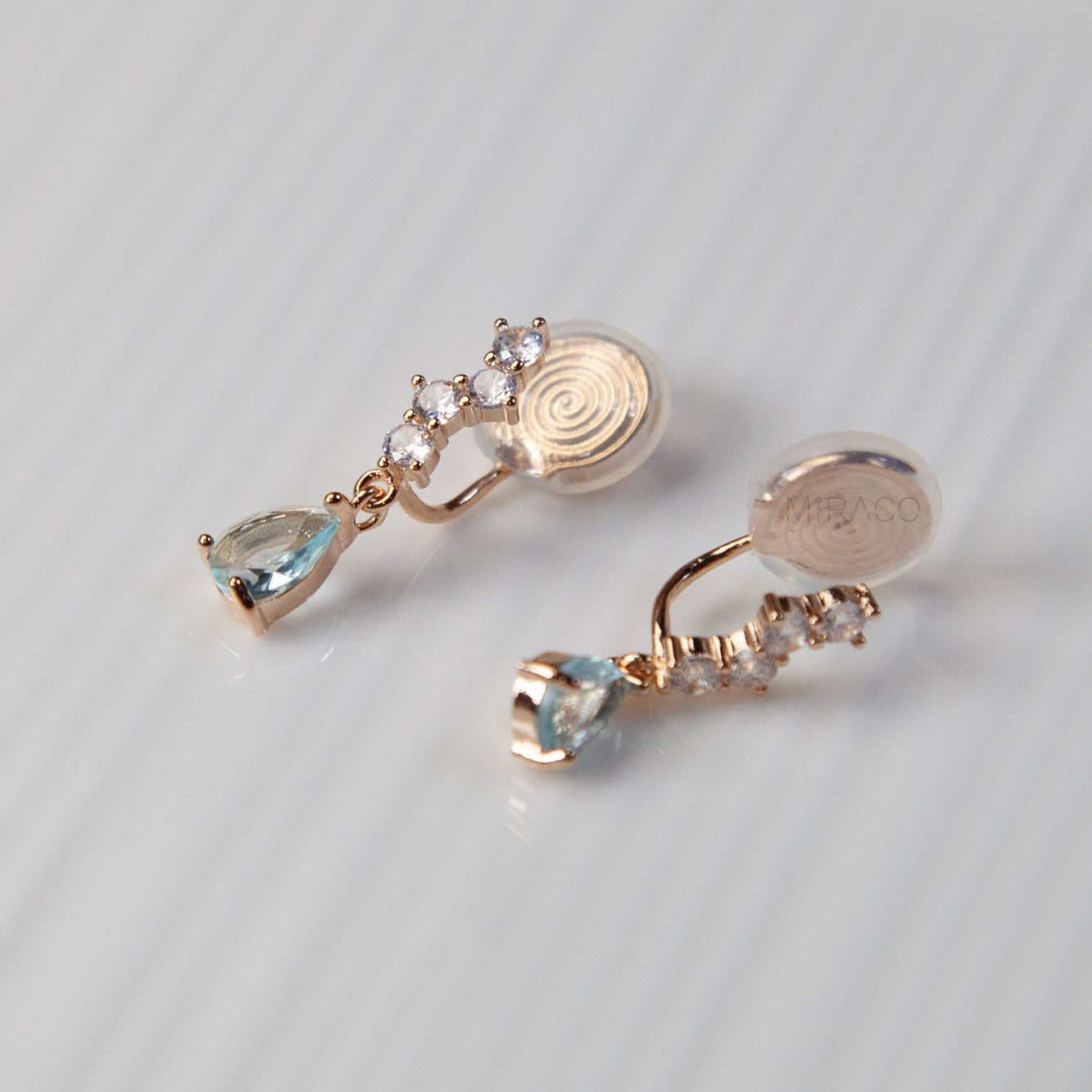 Clip On Diamond Earrings Teal Crystal