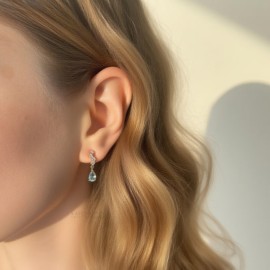 Clip On Diamond Earrings Teal Crystal