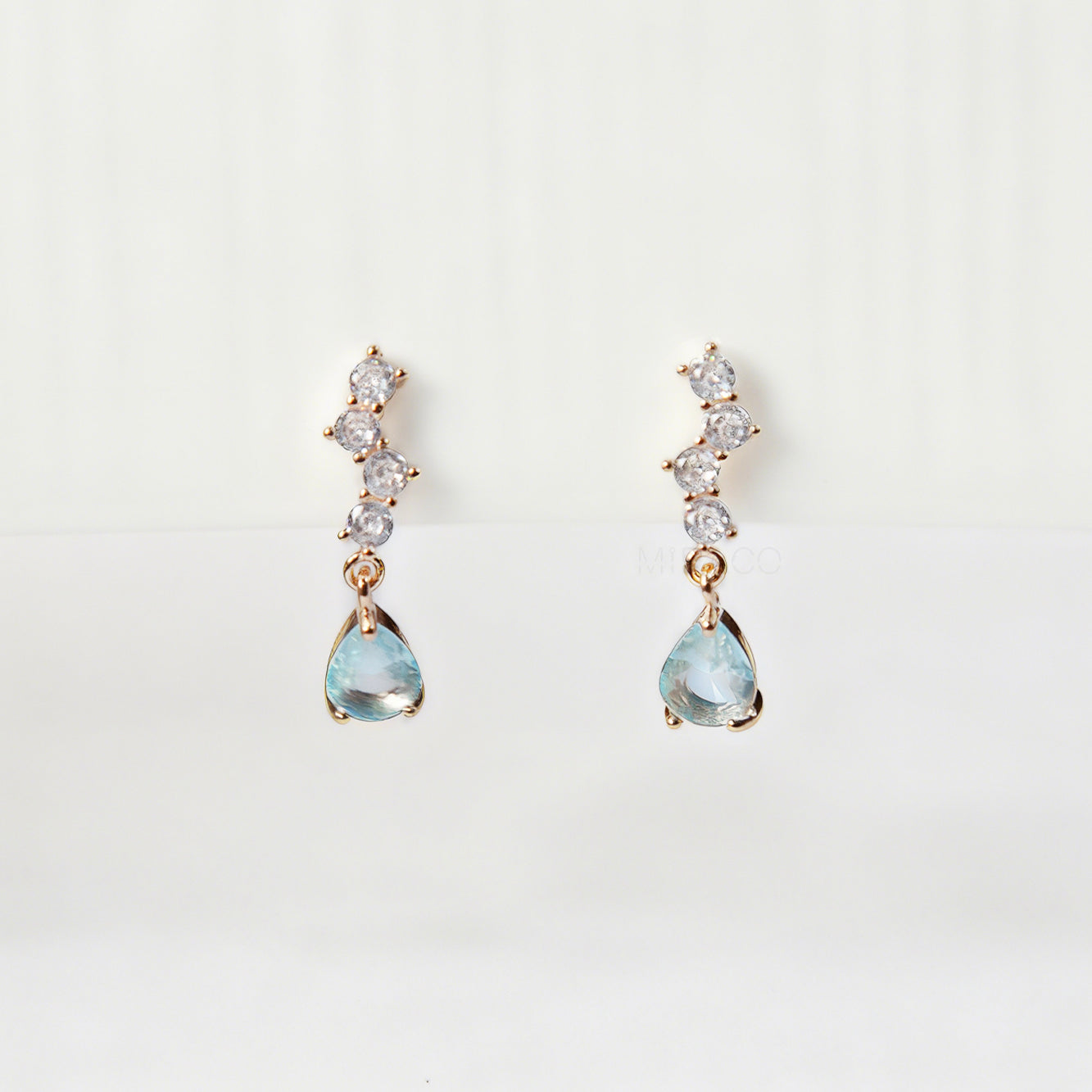 Clip On Diamond Earrings Teal Crystal